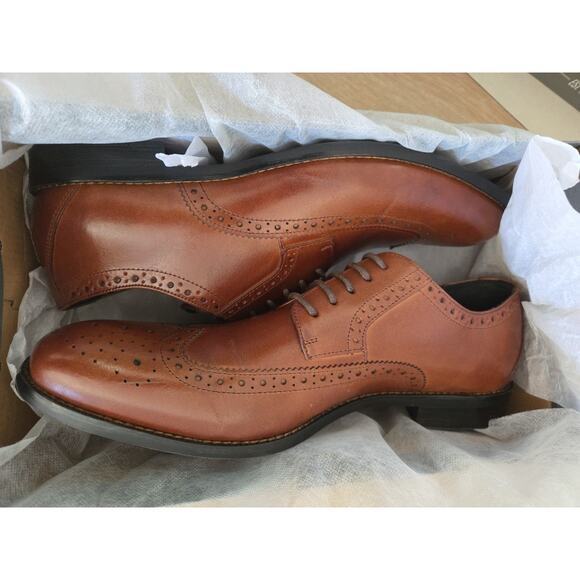 New Stacy Adams Dunbar Tan Brown Wingtip Oxfords 11.5